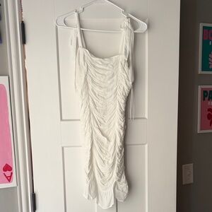 Papermoon White Ruched Mini Dress